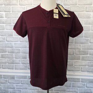 Scott James England Henley Tshirt Large Burgundy Elevated Basic Staple NEW